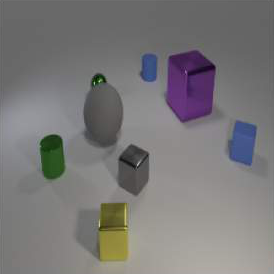Rendered 3D objects to count, from CLEVR