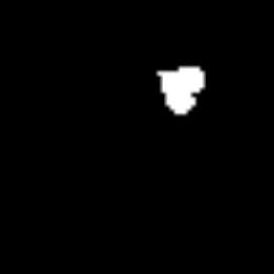 A white shape on black, from dSprites